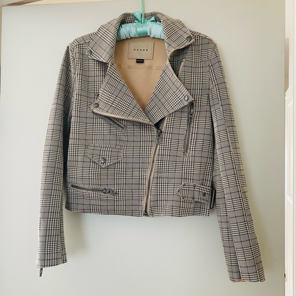NWOT Blank NYC plaid Moto Jacket XS